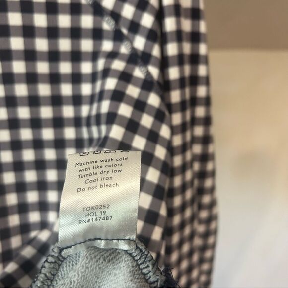 Draper James Natalie Navy Plaid Check Gingham Crew neck Pullover Sweatshirt - Picture 12 of 12